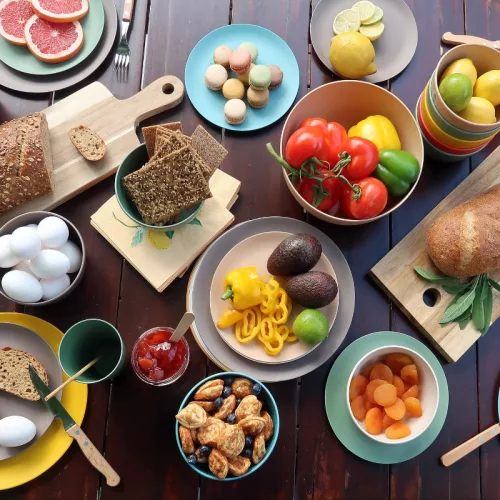 Bioplasztik 4 db-os lapos tányér szett, világosbarna 25,5 cm