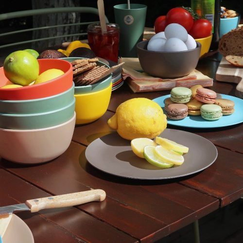 Bioplasztik 4 db-os kistányér szett, sötétbarna, 20 cm