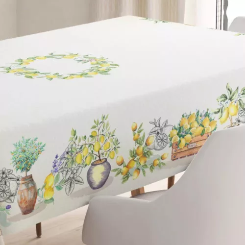 Mediterrán citromos pamut asztalterítő, 140 x 240 cm