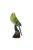 Faágon ülő papagáj polyresin szobor, zöld, kültéri és beltéri dekorációs kiegészítő