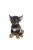 Ülő csivava kiskutya polyresin szobor, fekete, kültéri és beltéri dekorációs kiegészítő