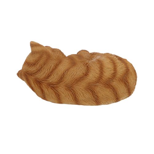 Alvó cica polyresin szobor, S, vörös, kültéri és beltéri dekorációs kiegészítő