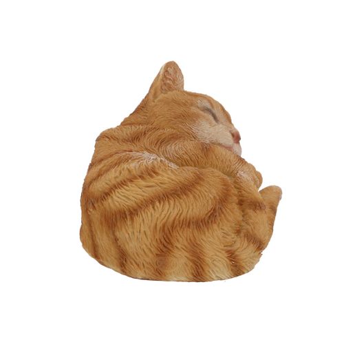 Alvó cica polyresin szobor, S, vörös, kültéri és beltéri dekorációs kiegészítő