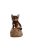 Kövön ülő ugató corgi kiskutya polyresin szobor, fekete, kültéri és beltéri dekorációs kiegészítő