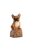 Kövön ülő ugató francia bulldog kiskutya polyresin szobor, barna, kültéri és beltéri dekorációs kiegészítő