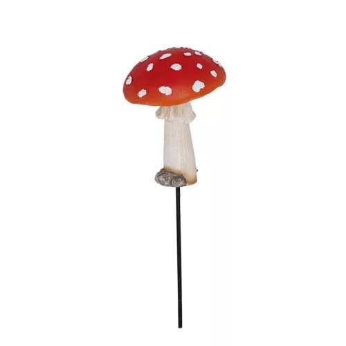 Leszúrható légyölő galóca gomba polyresin szobor, dekoráció, 7 x 7 x 19 cm