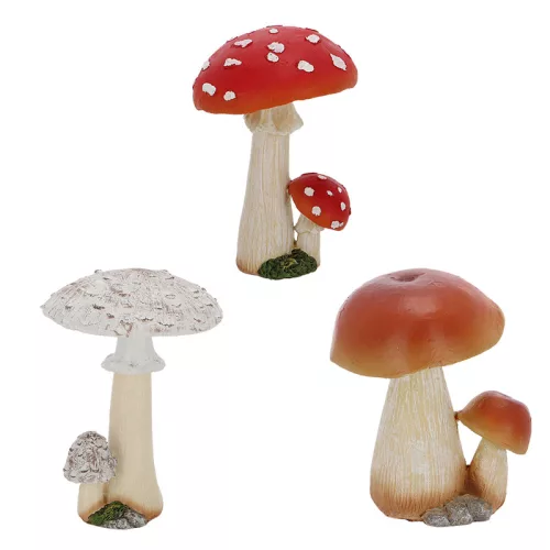 Légyölő galóca gomba, polyresin szobor, dekoráció, 8 x 8 x 12,5 cm