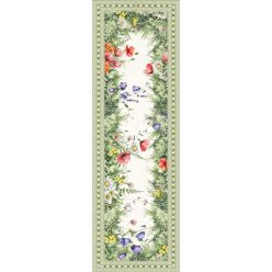   Színes mezei virág és pipacs mintás pamut asztali futó, 45 x 140 cm