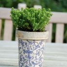 Mediterrán stílusú kerámia virágcserép, 12 cm átmérőjű