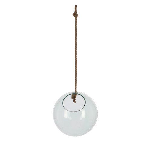 Felakasztható virágtartó üveggömb, 20 cm átmérőjű