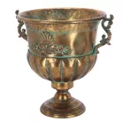 Antikolt stílusú fém virágtartó, arany színű, 34 x 28 x 33 cm