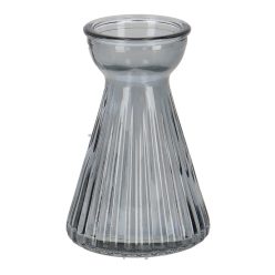   Krókusz növény gyökereztető bordázott üvegváza, 6,6 cm átmérőjű, szürkéskék