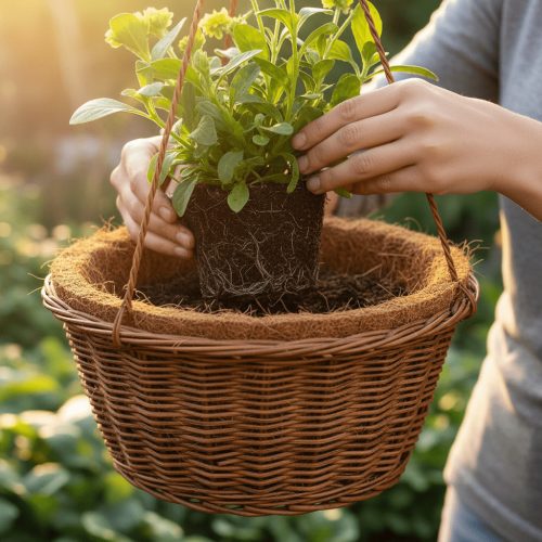 Kókuszrost betét, 30 cm átmérőjű virágkosárhoz