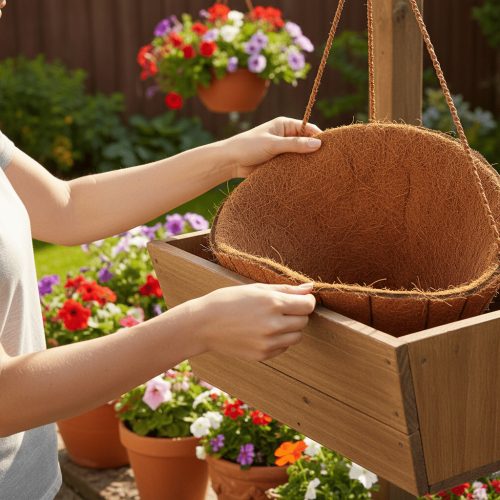 Kókuszrost betét, 35 cm átmérőjű virágkosárhoz