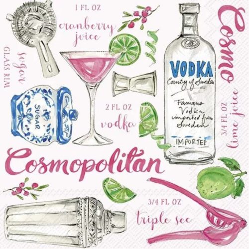 Cosmopolitan mintás 3 rétegű szalvéta, 12,5 x 12,5 cm