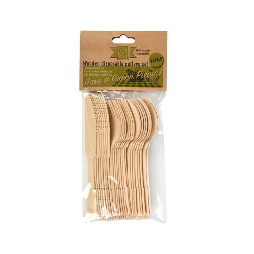 Fa étkészlet szett, 24 db-os