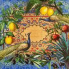 Mediterrán pávás 3 rétegű szalvéta, 16,5 x 16,5 cm