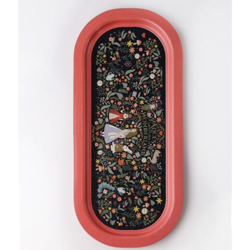 Alíz csodaországban fém tálca, ovális, 16 x 35 cm