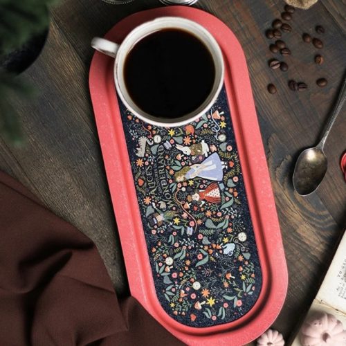 Alíz csodaországban fém tálca, ovális, 16 x 35 cm