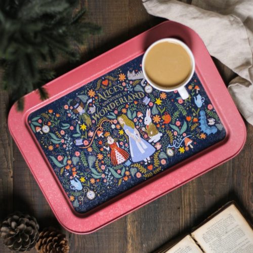 Alíz csodaországban fém tálca, szögletes, 32 x 44 cm