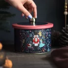 Diótörős fém tároló, arany gombbal, 16 cm átmérőjű