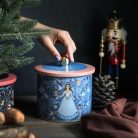 Hamupipőkés fém tároló, arany gombbal, 15 cm átmérőjű
