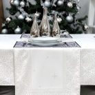 Barokk mintás pamut asztali futó, ezüst lurexes, 44 x 140 cm