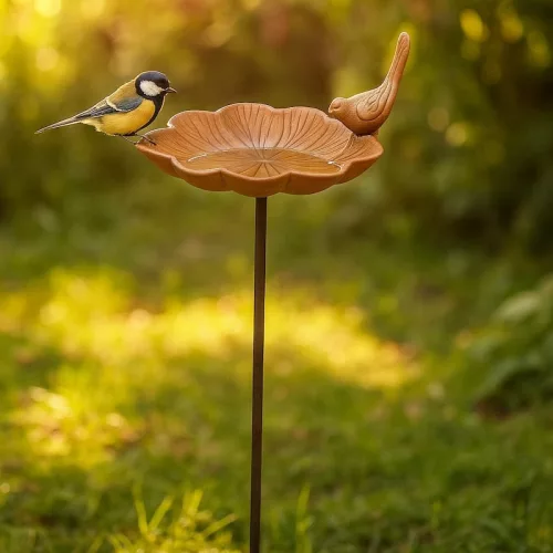 Leszúrható öntöttvas madáretető és itató, 80 cm