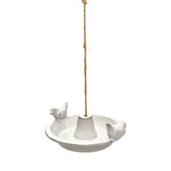   Függő kerámia madáretető tál, törtfehér, 30 cm átmérőjű