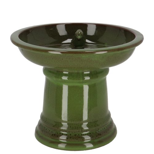 Kerámia madáritató és etető állvány, zöld, 29 cm átmérőjű