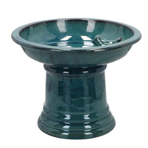 Kerámia madáritató és etető állvány, kék, 29 cm átmérőjű