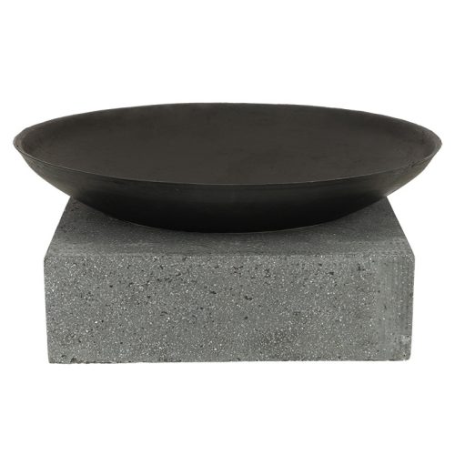 Öntöttvas tűzrakó tál négyzet alakú terrazzo gránit lapon, 59 cm átmérőjű