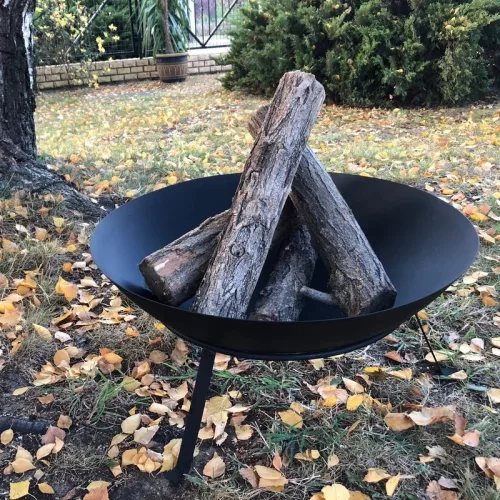 Fém tűzrakó tál állvánnyal, 50 cm átmérőjű