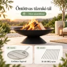 Öntöttvas tűzrakó tál 60 cm oldalnézetből, 20,5 cm magas lábazattal