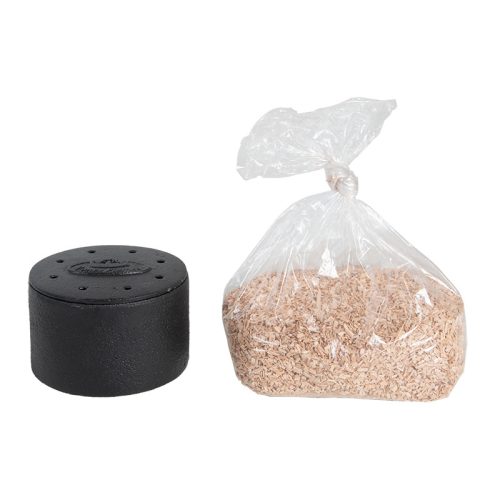 Öntöttvas füstölő doboz kültéri sütés főzéshez, speciális fa chips válogatással