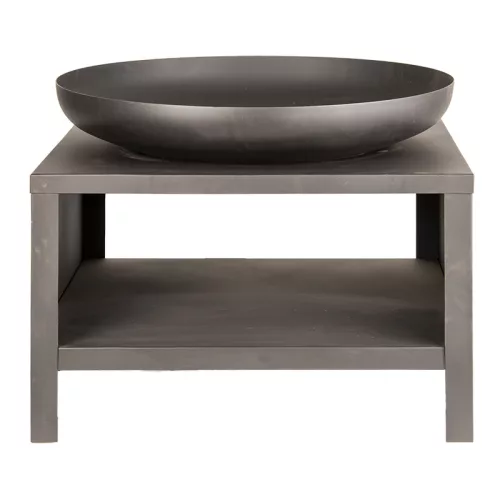Tűzrakó, tűzifa tárolóval, L, 80 cm, fekete