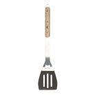 Rozsdamentes acél BBQ grill forgató lapát fa nyéllel, beépített üvegnyitóval, 44 cm