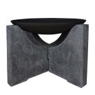 Fém tűzrakó tál, terrazzo gránit állványon, 60 cm átmérőjű