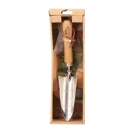 Rozsdamentes acél palántázó ásó, kőrisfa nyéllel, 32 cm