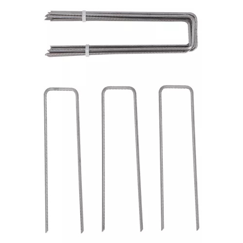 Fém U alakú rögzítő szett kókuszrost karókhoz, 12 db-os, 6,5 x 14,5 cm