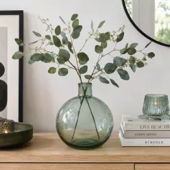   Üveg gömb váza, dekorációs kiegészítő, 1 literes, zöld