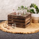 Üveg gömb váza, dekorációs kiegészítő, 1 literes, kék