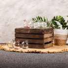 Üveg gömb váza, dekorációs kiegészítő, 1 literes, kék