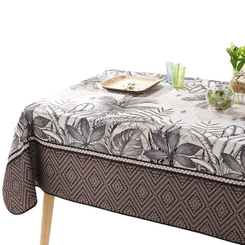 Dzsungel mintás vízlepergető asztalterítő, barna, 148 x 240 cm