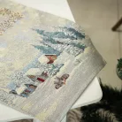 Nyuszik a hóban, ezüst lurexes gépi gobelin asztali futó, 44 x 140 cm