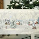 Nyuszik a hóban, ezüst lurexes gépi gobelin asztalterítő, 137 x 240 cm