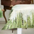 Fenyőerdő, arany lurexes gépi gobelin asztalterítő, 137 x 180 cm