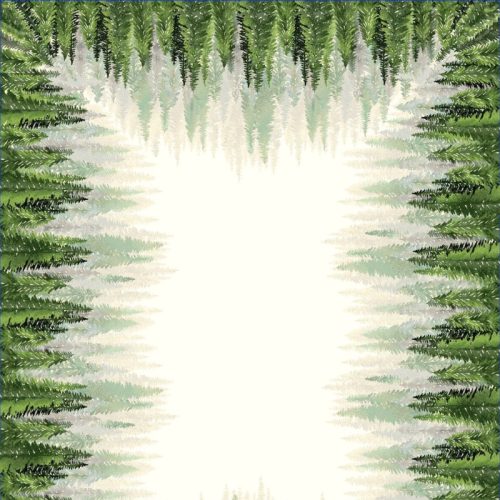 Fenyőerdő, arany lurexes gépi gobelin asztalterítő, 137 x 180 cm