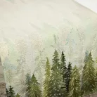Fenyőerdő, arany lurexes gépi gobelin asztali futó, 44 x 140 cm