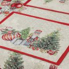 Diótörős és karácsonyfás, ezüst lurexes gépi gobelin tányéralátét, 40 x 50 cm